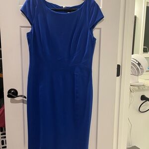 White House Black Market royal Blue Sheath Midi Dress Bateau Neckline